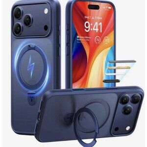 TORRAS Ostand iPhone 17 Pro Max Case with Sturdy Stand, Translucent, Deep Blue